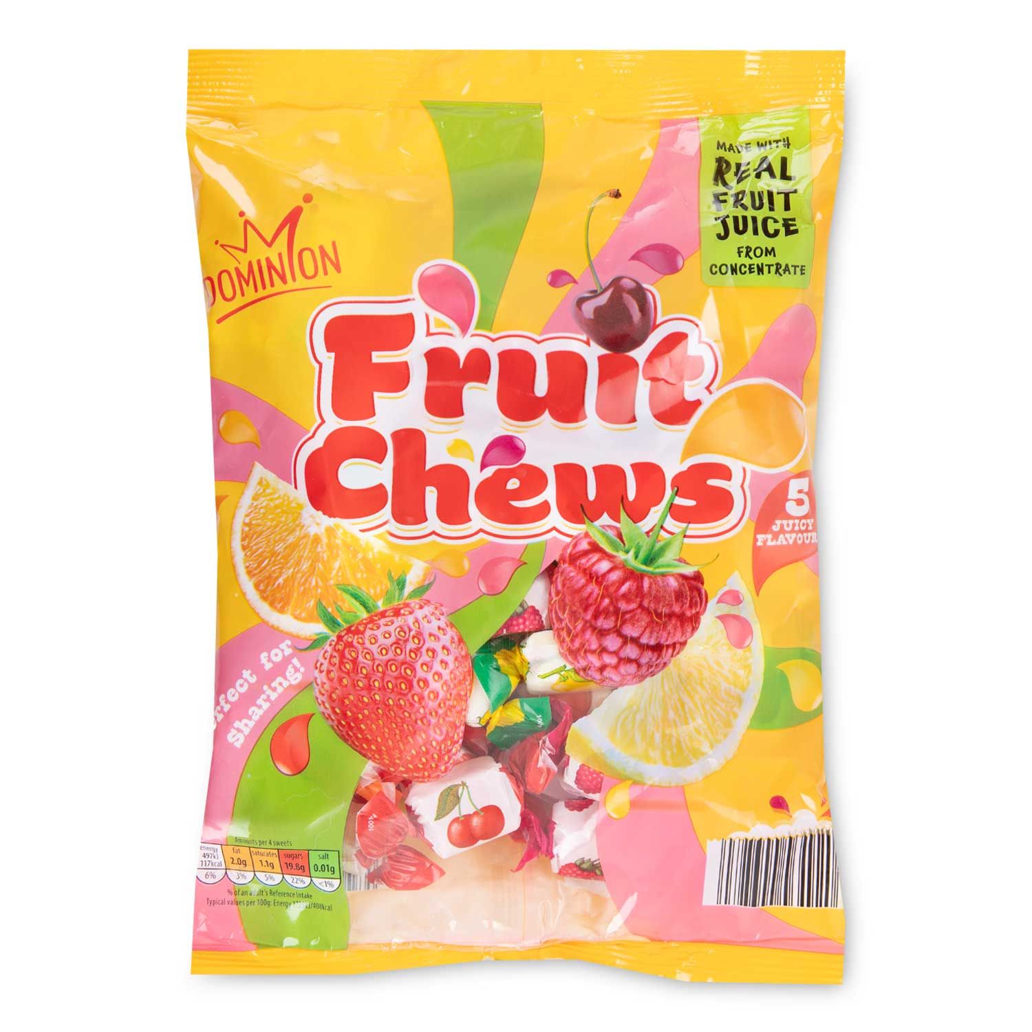 Fruit Chews Sweets 450g Dominion